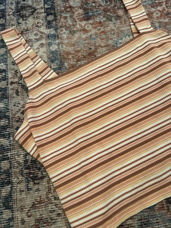 American Eagle Outfitters Stripped Square Neck Crop Top - Image 3