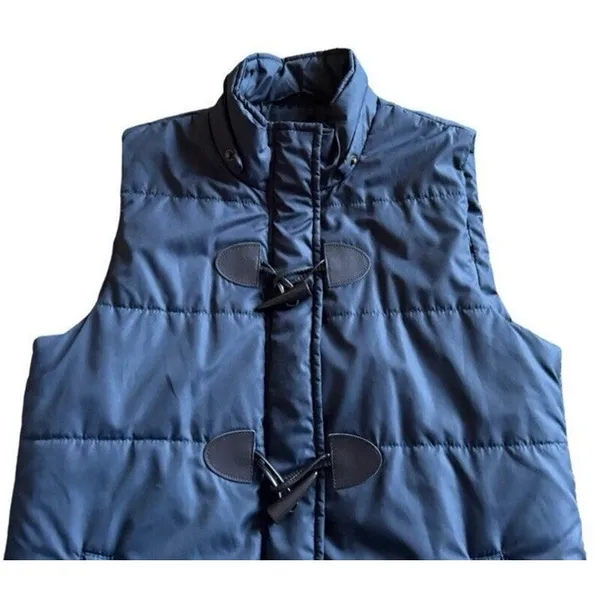 Bagatelle Vest Navy Quilted Size Small Toggles Zip Snap Button Cabin Lodge Fall - Image 3