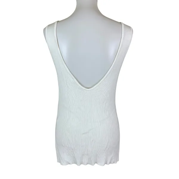 Abercrombie Fitch White‎ Ribbed Tank Top Slim Fit Basic Layering Large - Image 2