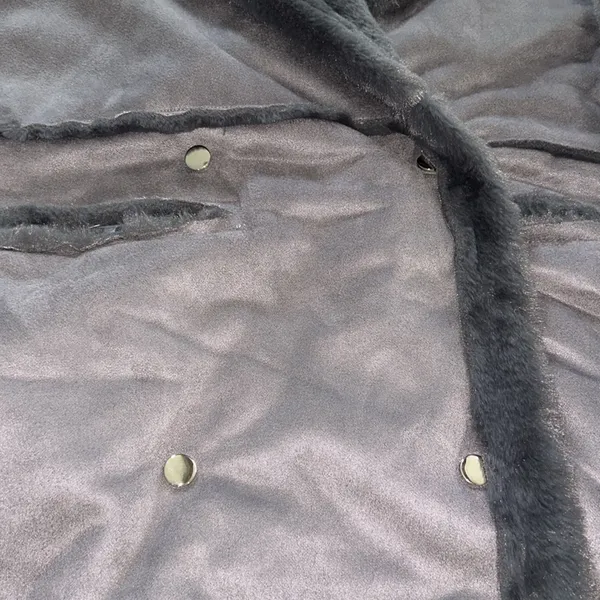 Woman’s Commense Gray Teddy Jacket with Faux Fur Trim Size Small - Image 3