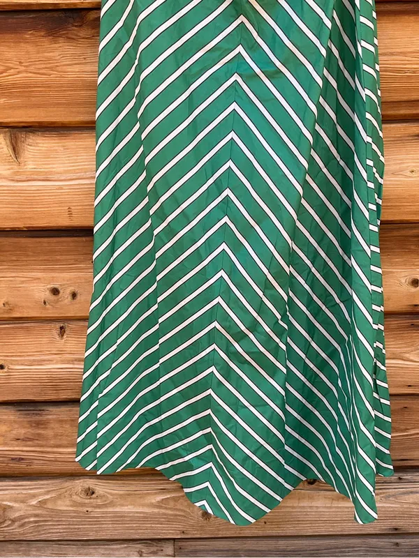 Few Moda o.p.t Green Size M Noelle Stretch Cotton Halter Long Striped Maxi Dress - Image 9