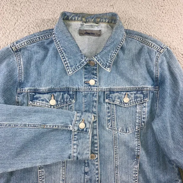 Vintage 90s Montego Denim Jacket Women L Cotton Trucker Blue Medium Wash EU - Image 12