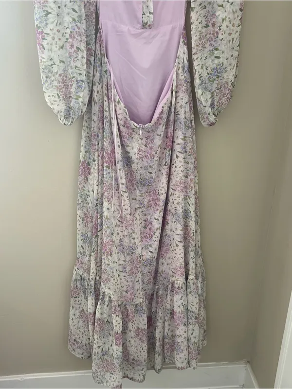 ASTR The Label Shayla Dress in Lilac and Blue Multi Midi Dress - Image 5