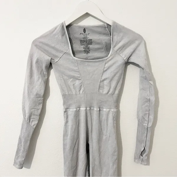 Free People Good Karma Long Sleeve Jumpsuit Grey XS/S - Image 4