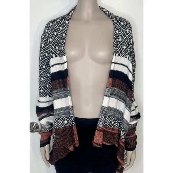 Buckle Striped Fly Away Knit Cardigan Sweater - Image 6