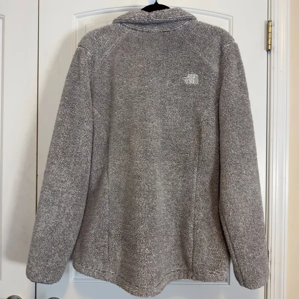 The North Face Jacket Womens Gray Heavy Osito Sherpa EUC Full Zip XL Warm Winter - Image 3