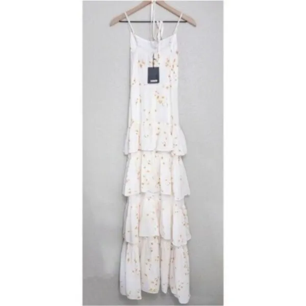 NWT Reformation Foxglove Tiered Ruffle Maxi Dress 2 Opium Floral Georgette - Image 9