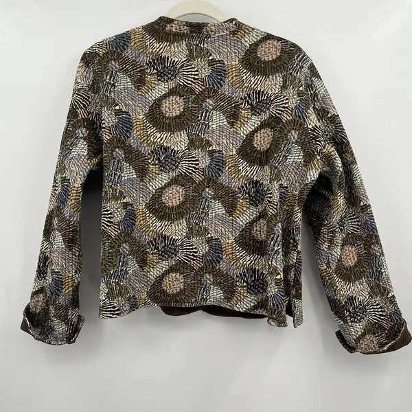 Women's Jacket Quilted Reverses Me Chocolate Coffee Brown Pattern Art Wear Boho - Image 4