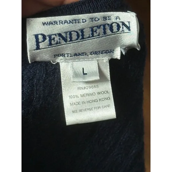 Vtg Pendleton Merino Wool Knit Sweater Blue Shrunk Fits Womens XS/S Cropped FLAW - Image 3
