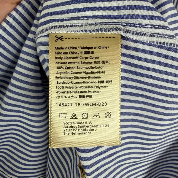 Scotch‎ & Soda Striped Star Embroidered Button Down Shirt Medium Blue Preppy - Image 10
