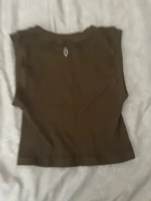 Free People Olive Green Ribbed Crop Tank Top - Image 5