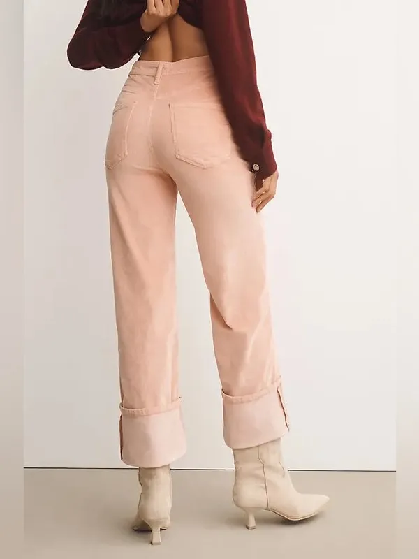 NWT Anthropologie Pilcro Scotty High Rise Cuffed Corduroy Pink Pants 27 - Image 5
