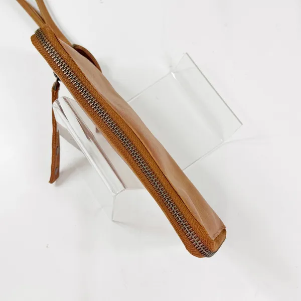 Free People Faux Leather Zip Around Wristlet‎ Wallet Tan - Image 4