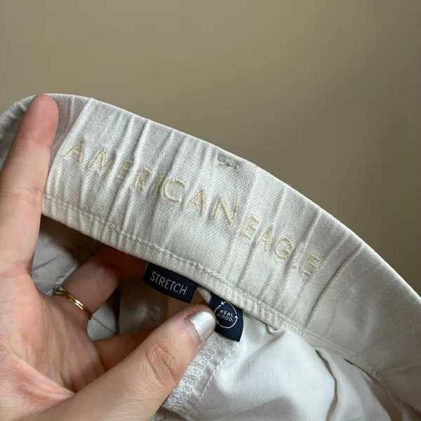 American eagle trouser beige wide leg pants women's size 8 regular cotton blend - Image 5