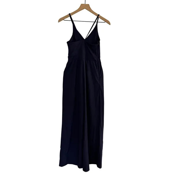 Halara | Navy Blue V Neck Double Strap Wide Leg Jumpsuit‎ with Pockets, Size XS - Image 4
