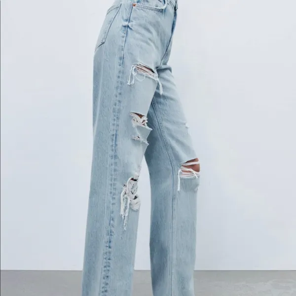 ZARA Ripped Wide Leg Jeans - Image 5