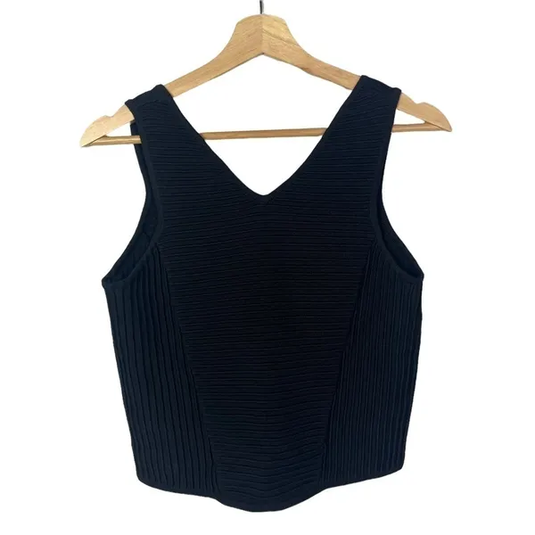 Sam Edelman Black Cropped Ottoman Stitch Top M‎ - Image 2