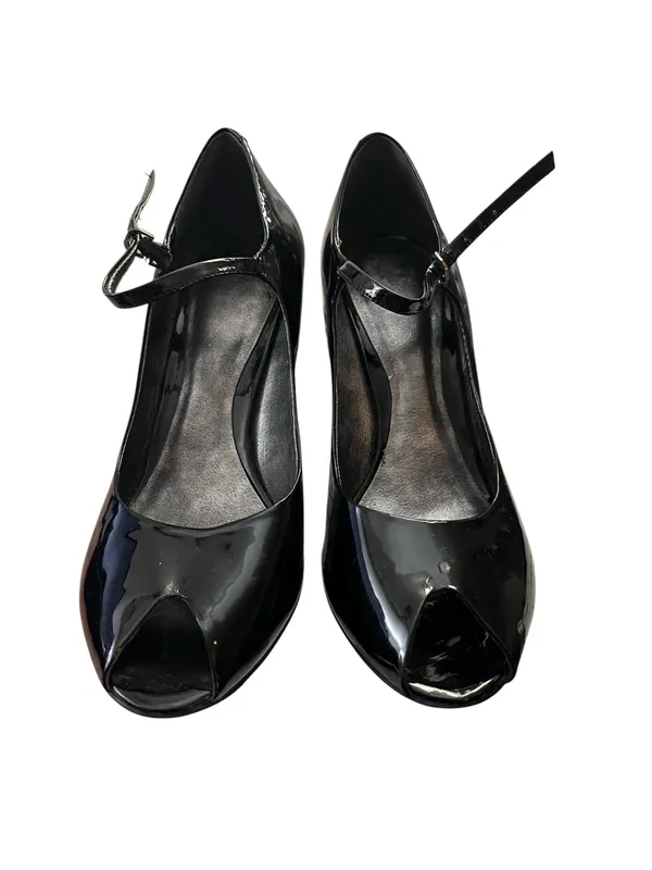 Nine West Peep Toe Pumps Stiletto Heel Patent Black 8.5M - Image 3
