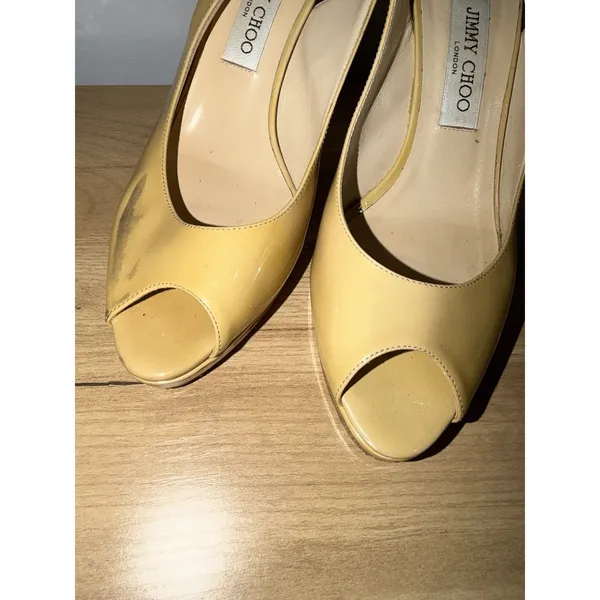 Jimmy Choo Peeptoe Slingback Nude Heels Size 40‎ SEE PHOTOS J - Image 6