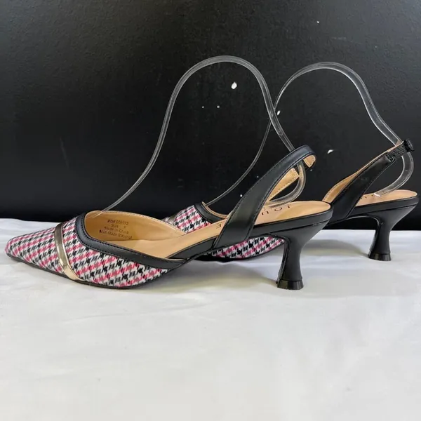 Journee Collection Womens Black & Pink Houndstooth Heels Sz 8 SKU 6376 - Image 4