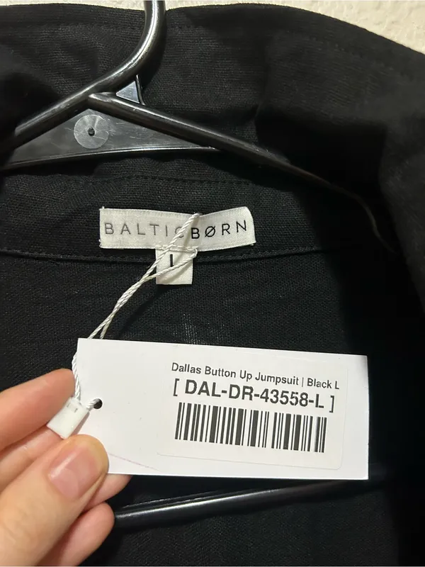 NWT Baltic Born Dallas Utility Jumpsuit Black Cotton Button Front Size Large - Image 8