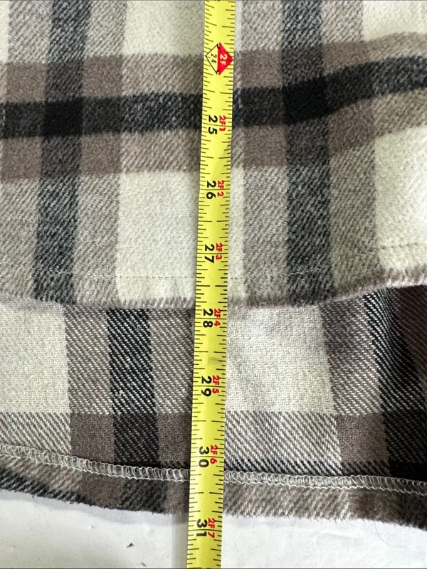 Arizona Jeans Cream black plaid button front shacket shirt jacket XXL - Image 10