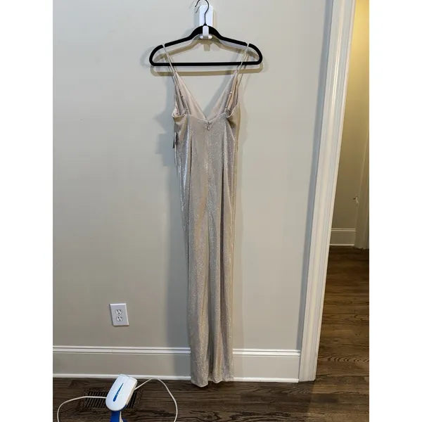Aiden Maddox V Neck Lured Knit Gown Sparkle Metallic Size 0 Adrianna Papell - Image 5