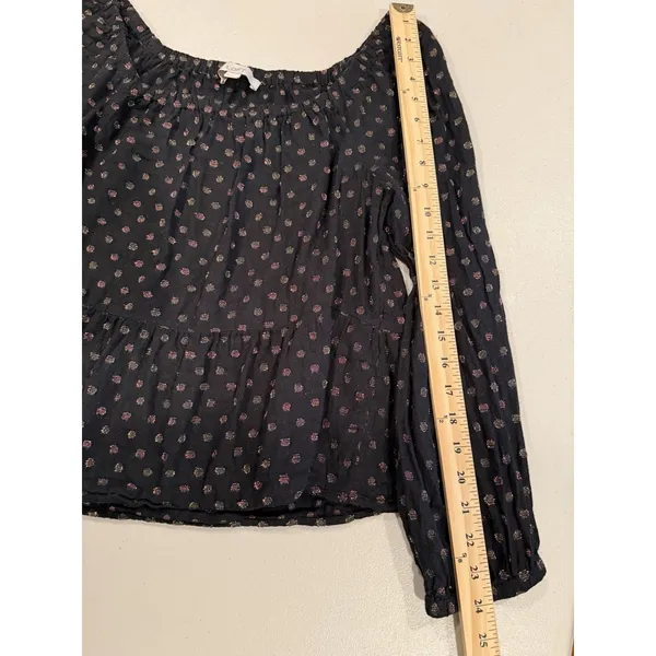 Loft Blouse Womens Medium On/Off Shoulder Polka Dot Cotton Travel Vacation - Image 4