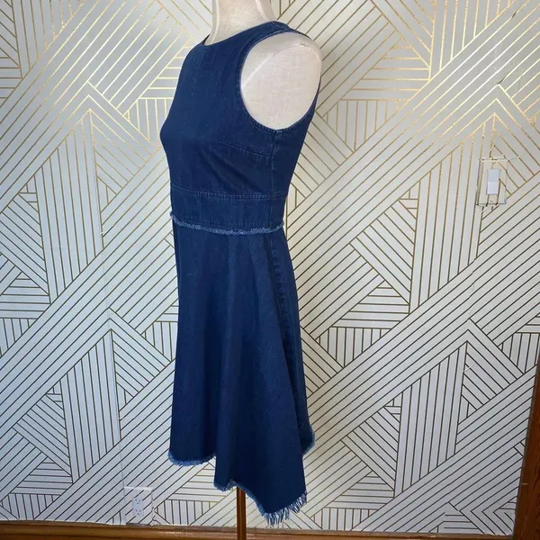 N/Nicholas Denim Flare‎ Side Sleeveless Dress Blue - Image 8