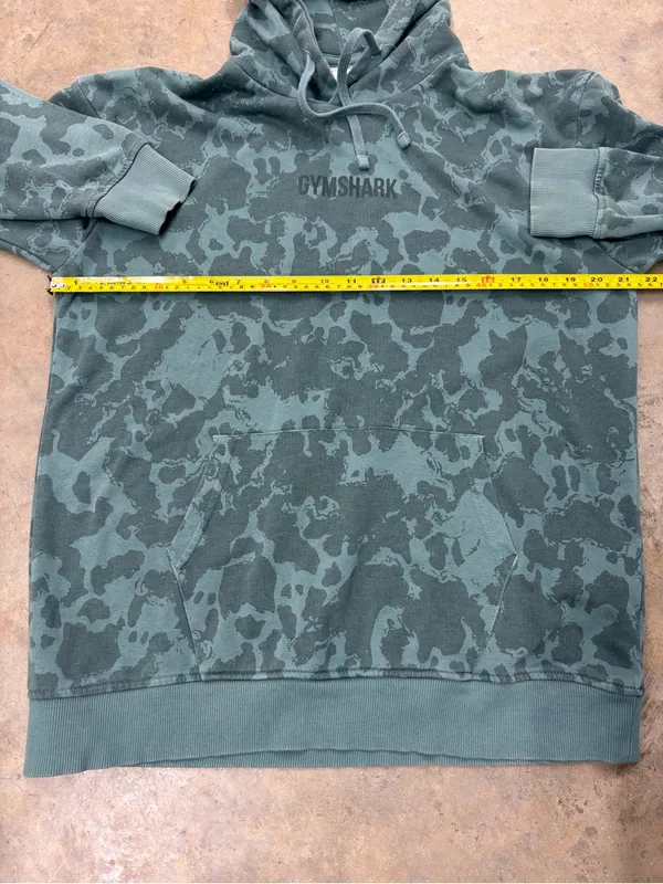 Gymshark Camo Pullover Graphic Hoodie Teal Green Womens Small - Image 5