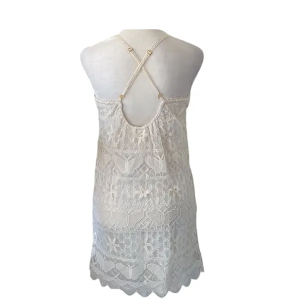 Anthropologie E by Eloise Ivory Lace Chemise Butterfly Dress S - Image 4