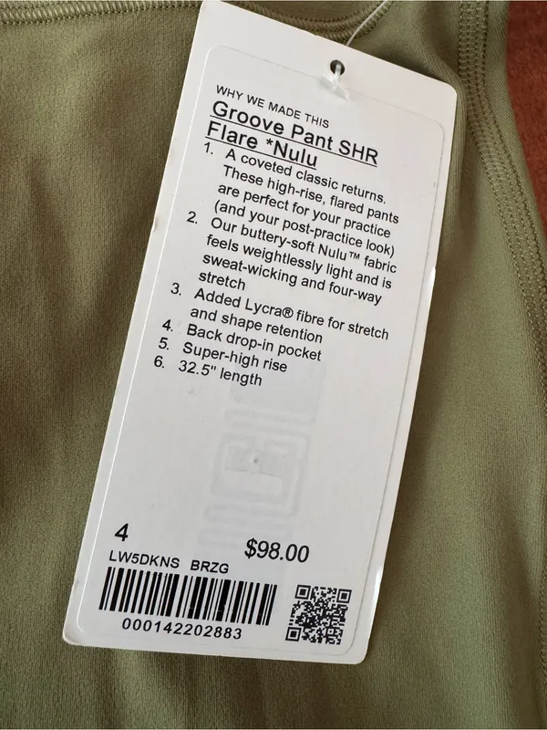 Lululemon Groove High-Rise Flare Pants size 4 NWT Bronze Green - Image 4