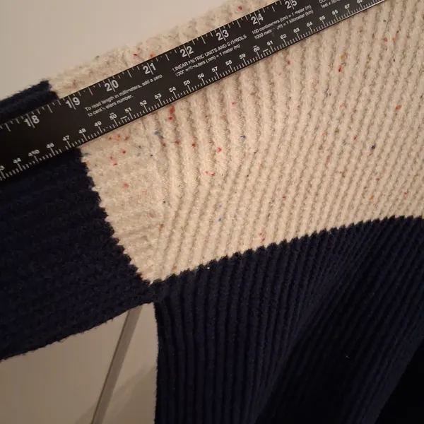 NEW Treasure & Bond Two-Tone Sweater Beige w/ Specks & Navy Size L Cotton Blend - Image 6
