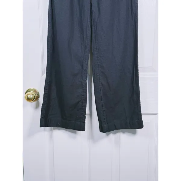 Abercrombie & Fitch Gemma Linen Blend Wide Leg Pant Size XXS Short Black Minimal - Image 6