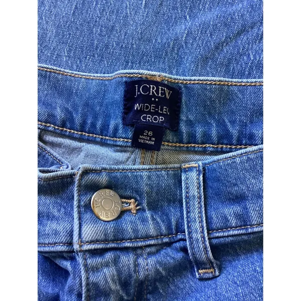 J.Crew Wide-Leg Crop Jeans Medium Wash Blue High Rise Denim CD771 Size 26 - Image 6