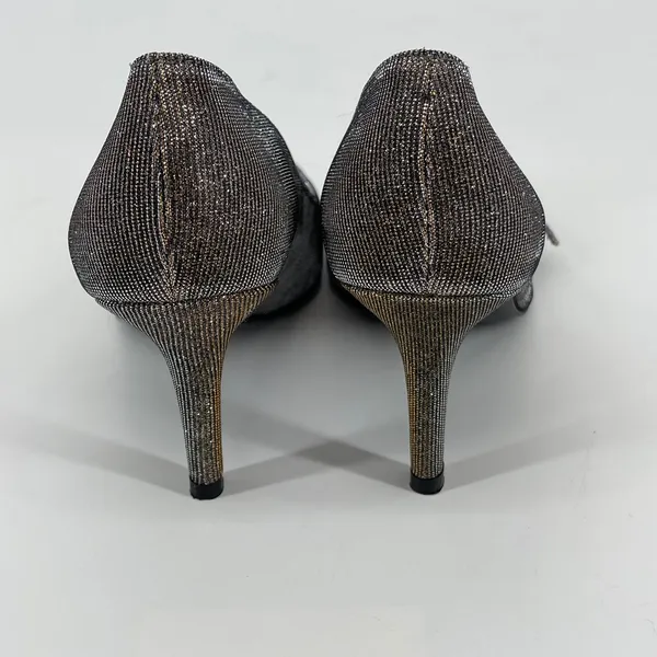 Stuart Weitzman Bronze Sparkle Peep Toe Bow Heels Evening Party‎ Shoes Formal - Image 5
