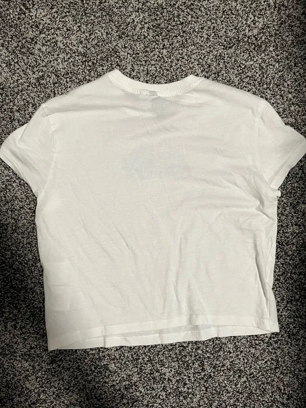Divided H&M Crop Top White Short Sleeve Graphic Hollywood S Tee - Image 2