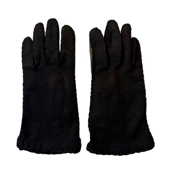 Rare Vintage Elvette by Dawnelle 60's Hand Sewn Leather & Fabric Gloves sz. 6.5 - Image 2