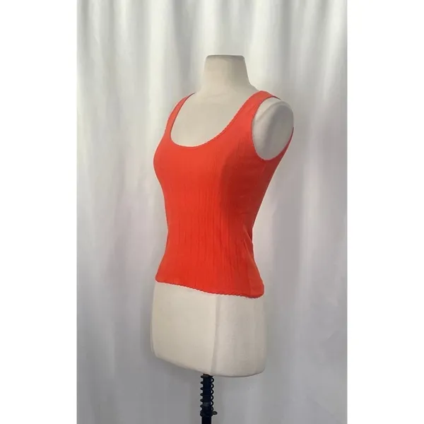 NWT!! J. CREW Pointelle Tank Top Scoop Neck Solid Orange Aperitif Red XX-Small‎ - Image 6
