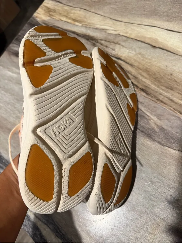 Hoka One One Women's Running Shoe - cream /beige color size 8B - Image 6