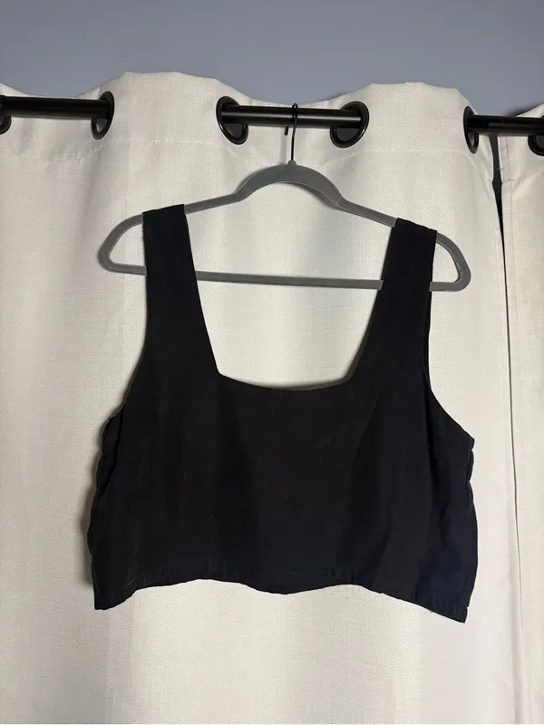 Bamabones Martine Black Tencel Crop Top Size Small - Image 3