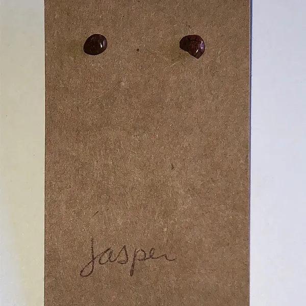 Jasper Stone Dark Brown Dainty Stud Earrings - Image 2