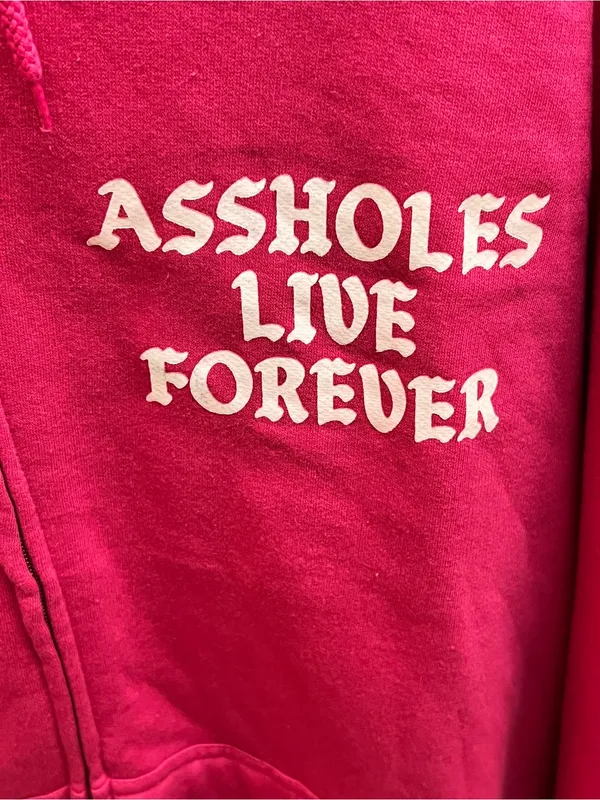 Assh**es Live Forever Pink Zip Hoodie Women’s XL Graphic Logo Oversized - Image 2