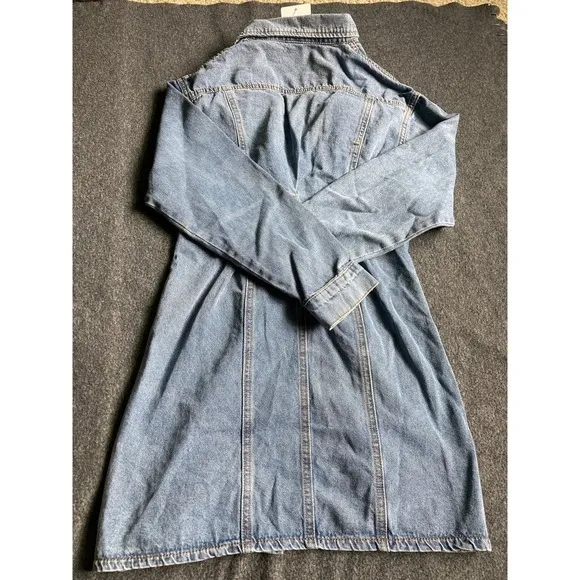 Nicepark Light Wash Denim Mini Dress Button Front Cinched Waist fits xxs NEW‎ - Image 6