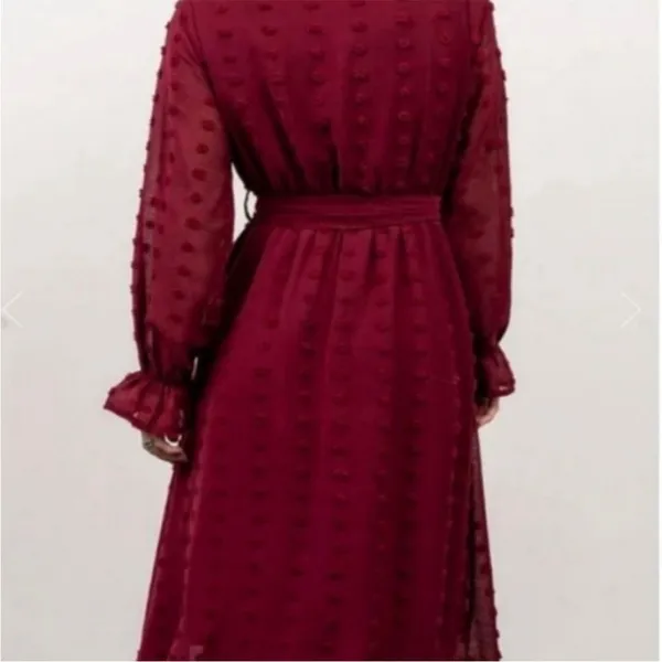 Baltic Born Paisley Dot‎ Midi Dress Burgundy Women's L - Image 2