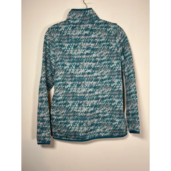 L.L. Bean Sweater Fleece Pullover Teal Gray Abstract Cabin Gorpcore NWT Small Blue - Image 5