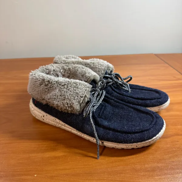 Hey Dude Women's Britt Navy Sherpa Lined Boot Lace Up Shoe‎ Winter Cozy W6 - Image 3