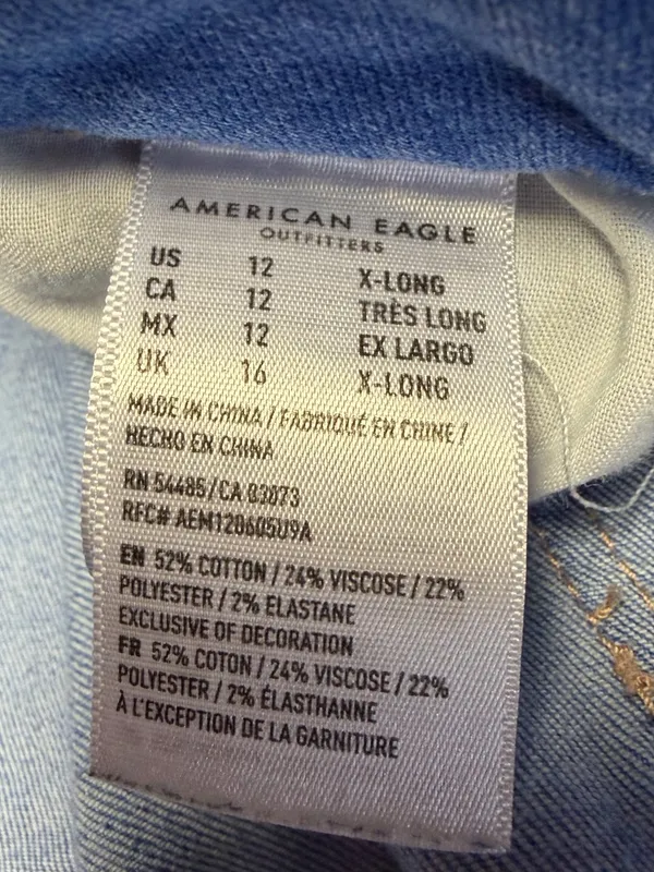 American Eagle Women's 12 X-Long Super Stretch Jeggings Blue Denim Jeans - Image 9