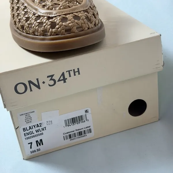 On 34th Size-7M Women's Blaiya Tan Loafers Flats Shoes Woven‎ - Image 3
