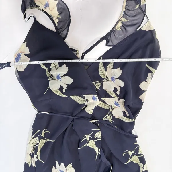 Lulus All Mine Navy Blue Floral Print High-Low‎ Wrap Dress SMALL - Image 7